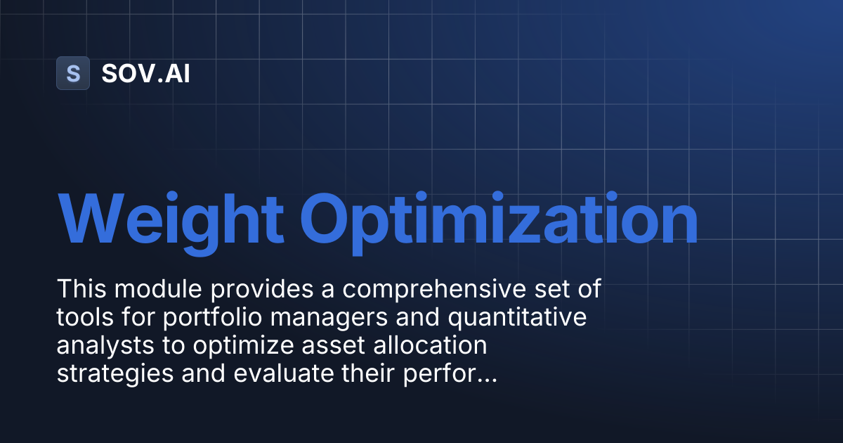 Weight Optimization | SOV.AI